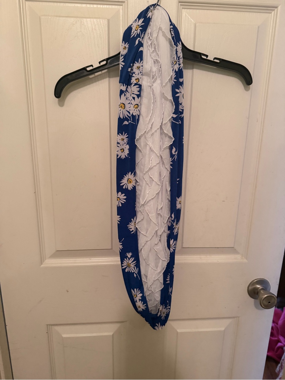 Floral Blue and White Infinity Scarf